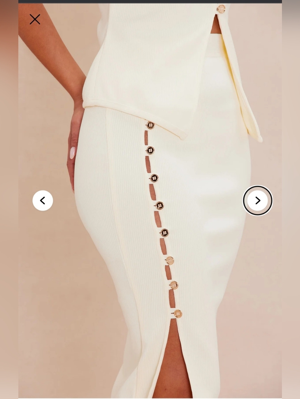 Fashion Nova Womens Luxe Sleeveless Bandage Midi Skirt Set, Cream - Picture 4 of 12